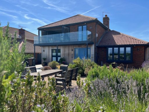 Exterior of seafront bed and breakfast at Botany Bay, Kent