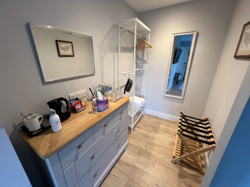 Dressing area in guest bedroom at bed and breakfast in Botany Bay Kent near Margate